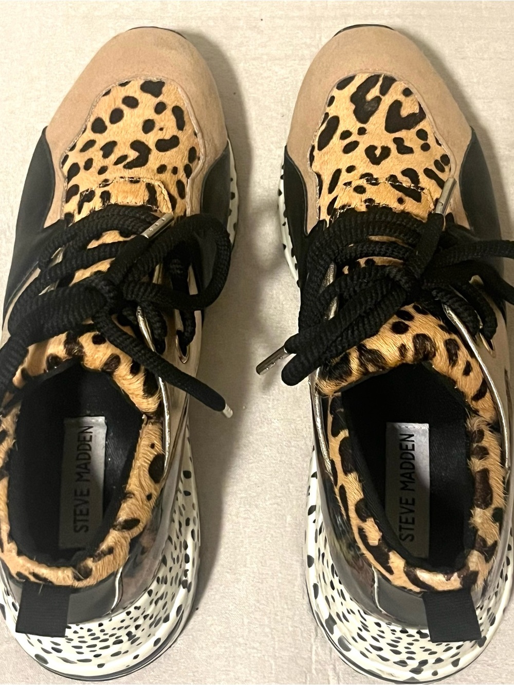 Steve Madden Cliff Multicolor Animal Print Suede Fashion Sneakers Size 8.5 - Picture 11 of 16